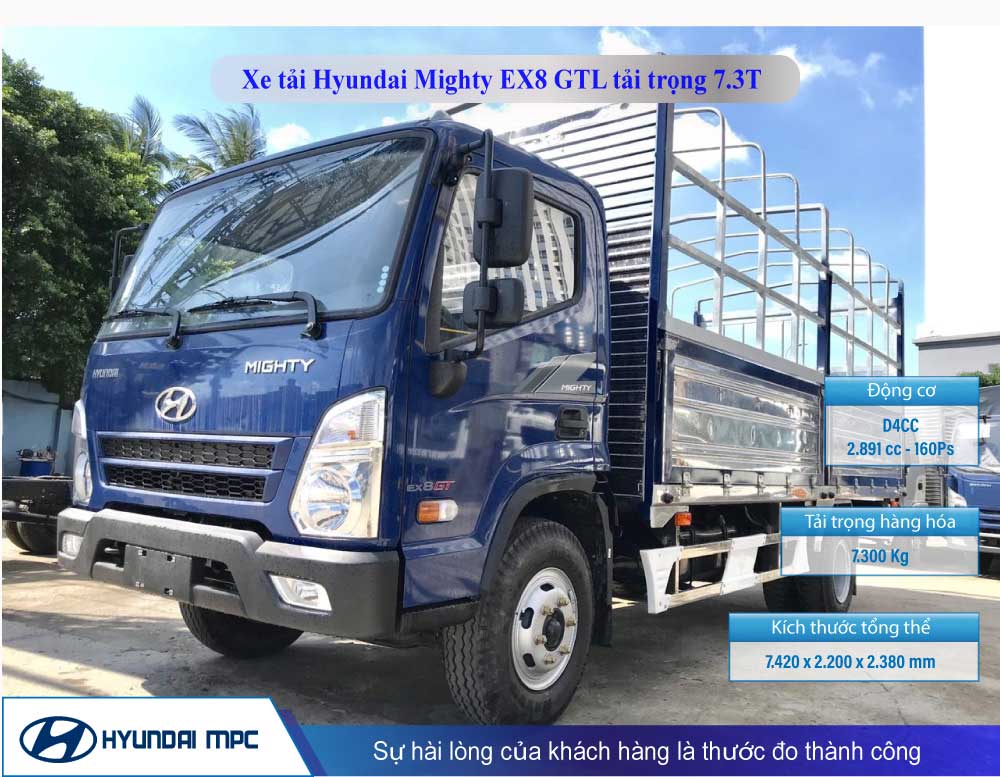 Xe tải Hyundai Mighty EX8 GTL tải 7.3T thùng dài 5.8m